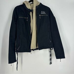 HARLEY DAVIDSON Women’s 2-n-1 Jacket with Removable Vest Sz M Vintage Y2K